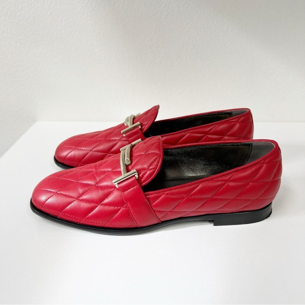 TOD’s Quilted Red Leather Loafer 6.5 - Picture 3 of 10